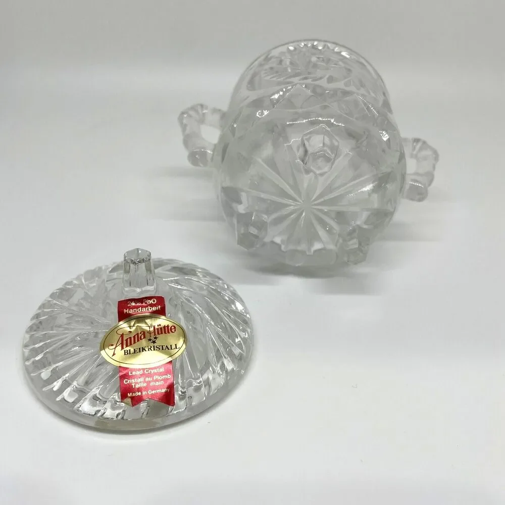 New Anna Hutte Bleikristall 24%‎ Lead Crystal Sugar / Candy Dish w/Lid